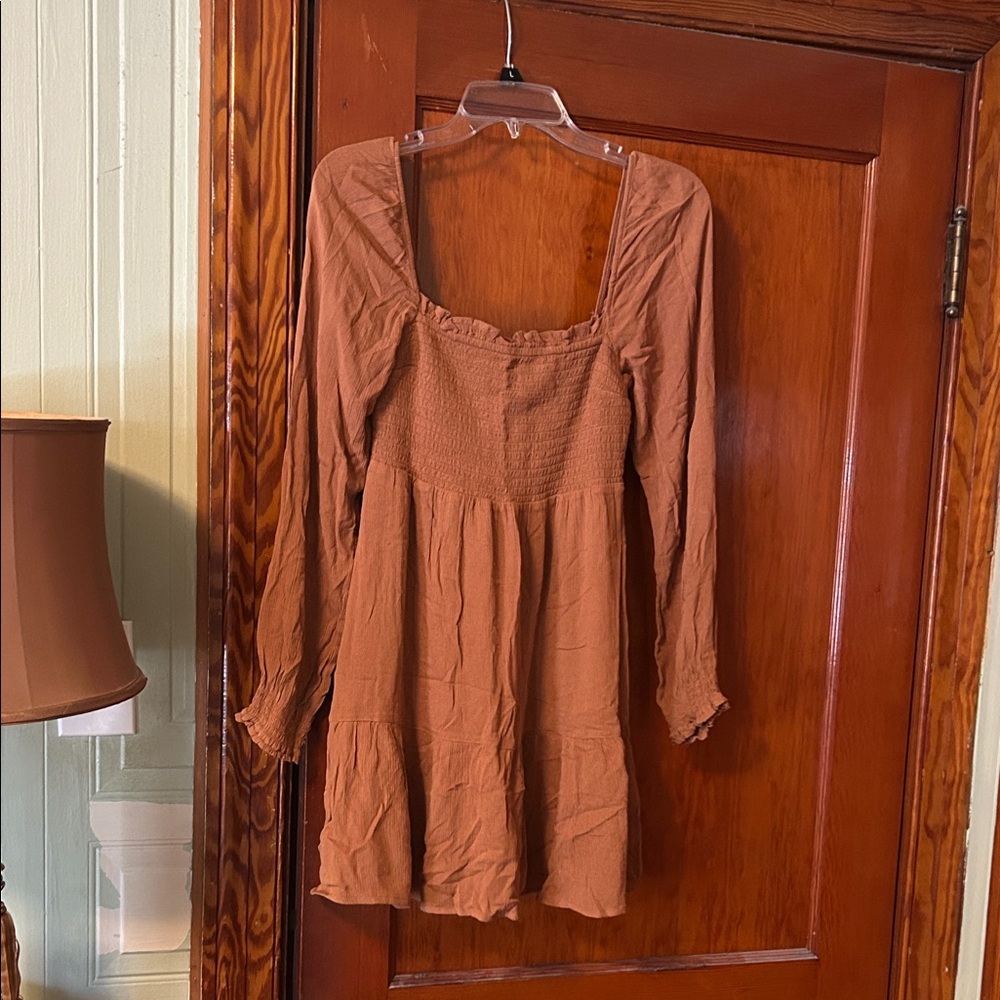 Abercrombie & Fitch Long-Sleeve Smocked Mini Dress